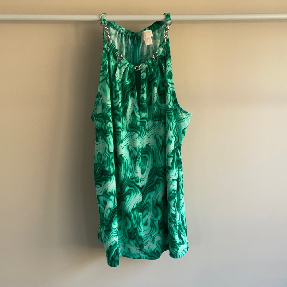 NWOT Michael Kors Green swirls Sleeveless Top